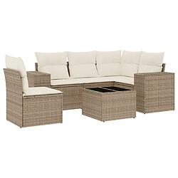 Maison Chic Salon de jardin avec coussins 6 pcs | Ensemble de Table et chaises | Mobilier d'Extérieur beige résine tressée -GKD30513