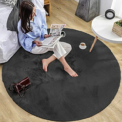 Tapis rond ? moelleux à poils longs ? Tapis décoratif pour salon, chambre à coucher, chambre d'enfant, salle à manger de qualité supérieure et doux (gris foncé, Ø 150 cm)