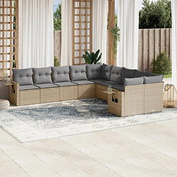 Maison Chic Salon de jardin avec coussins 10 pcs | Ensemble de Table et chaises | Mobilier d'Extérieur beige résine tressée -GKD42515