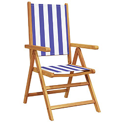 Avis vidaXL Chaises de jardin lot de 2 bleu/blanc bois acacia massif tissu