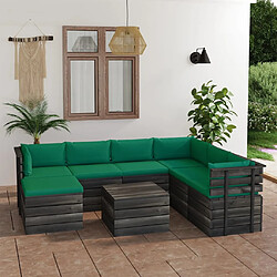 vidaXL Salon palette de jardin 8 pcs avec coussins Bois de pin massif