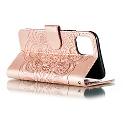 Wewoo Coque Etui à rabat en cuir Mandala avec motif gaufrage pour iPhone 11 Pro support et logements cartes portefeuille et cadre photo et lanière or rose pas cher