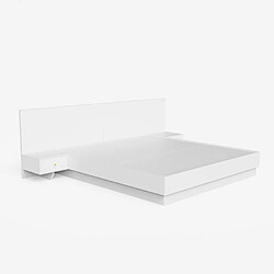 Acheter Llb Lit Double 160x190cm Relevable 2 Tables De Chevet Design Moderne Schwaz, Couleur: Blanc