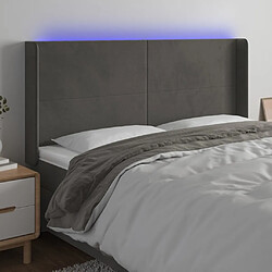 vidaXL Tête de lit à LED Gris foncé 203x16x118/128 cm Velours