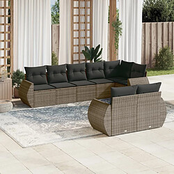 Maison Chic Salon de jardin 8 pcs avec coussins | Ensemble de Table et chaises | Mobilier d'Extérieur gris résine tressée -GKD92496