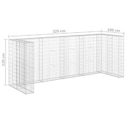 vidaXL Mur en gabion pour poubelles Acier galvanisé 320x100x120 cm pas cher