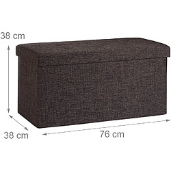 Helloshop26 Tabouret banquette pouf de rangement pliant coffre repose-pieds 76 cm lin marron 13_0002337_5