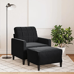 vidaXL Fauteuil avec repose-pied Noir 60 cm Velours