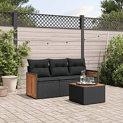 Maison Chic Salon de jardin 4 pcs avec coussins | Ensemble de Table et chaises | Mobilier d'Extérieur noir résine tressée -GKD51841