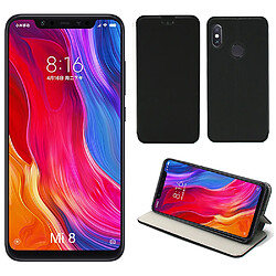 Xeptio Etui luxe Xiaomi Mi 8 noir Slim Style Cuir avec stand - Housse coque anti choc de protection pour Xiaomi Mi8 smartphone 2018 - Accessoires pochette case