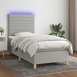 vidaXL Sommier à lattes de lit matelas et LED Gris clair 100x200 cm