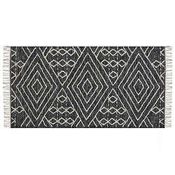 Beliani Tapis en coton 80 x 150 cm noir et blanc KHENIFRA