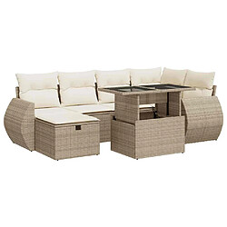 vidaXL Salon de jardin avec coussins 7 pcs beige résine tressée