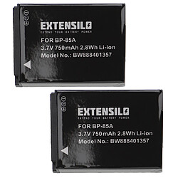 Vhbw EXTENSILO 2x Batteries remplacement pour Samsung BP-85a, BP85a, EA-BP85a, IA-BP85a pour appareil photo, reflex numérique (750mAh, 3,7V, Li-ion)