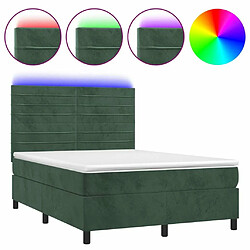 Sommier à lattes LED,Cadre à lattes de lit avec matelas pour Adulte Vert foncé 140x200 cm -MN81546