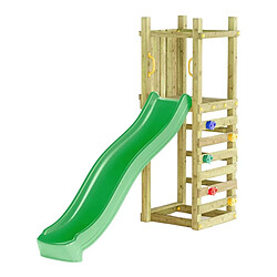 Fungoo Plateforme de jeux en bois Funny Toboggan + mur d'escalade.