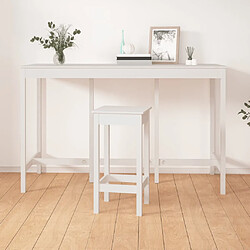 vidaXL Table de bar Blanc 180x80x110 cm Bois massif de pin