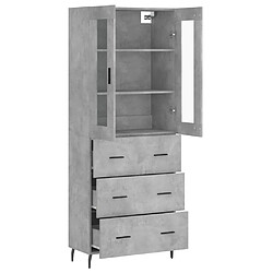 Avis vidaXL Buffet haut Gris béton 69,5x34x180 cm Bois d'ingénierie