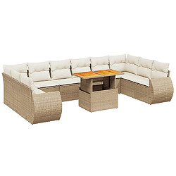 vidaXL Salon de jardin 11 pcs avec coussins beige résine tressée