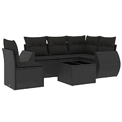 Maison Chic Salon de jardin 6 pcs avec coussins | Ensemble de Table et chaises | Mobilier d'Extérieur noir résine tressée -GKD76442