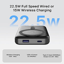 Acheter SANAG Batterie Externe Magnétique, Wireless Charger Powerbank 10000 Mah, Batterie Magnétique Sans Fil 22.5W Avec Support Pliable, Affichage Led, Pour Iphone 15/14/13/12 Série