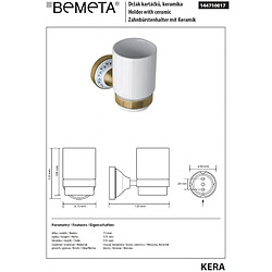 Bemeta - Maison De La Tendance Porte-verre KERA en laiton et céramique 7,3 x12,3 x13,5 cm