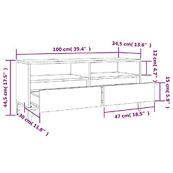 vidaXL Meuble TV blanc 100x34,5x44,5 cm bois d'ingénierie pas cher