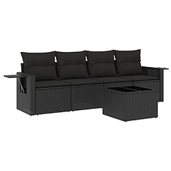 Maison Chic Ensemble de 5 Tables et chaises d'extérieur avec coussins,Salon de jardin noir résine tressée -GKD163751