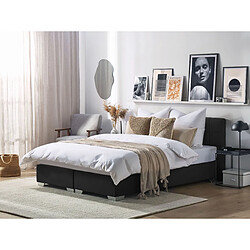 Beliani Lit boxspring en tissu noir 160x200 cm ADMIRAL