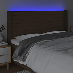 Acheter Maison Chic Tête de lit scandinave à LED,meuble de chambre Marron foncé 163x16x118/128 cm Tissu -MN52925