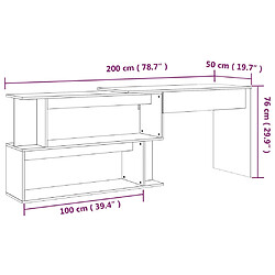 Helloshop26 Bureau table poste de travail meuble d'ordinateur informatique étude d'angle sonoma 200 x 50 x 76 cm bois d'ingénierie gris 02_0023696 pas cher