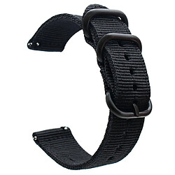 Bracelet en nylon 18mm, trois boucles lourdes, noir pour votre Garmin Venue 2S/Vivoactive 4S