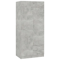 vidaXL Garde-robe Gris béton 80x52x180 cm Aggloméré