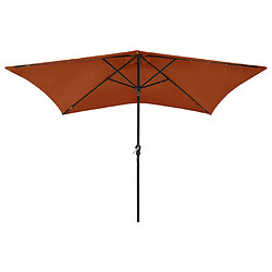 vidaXL Parasol de jardin avec LED et mât en acier terre cuite 2x3 m