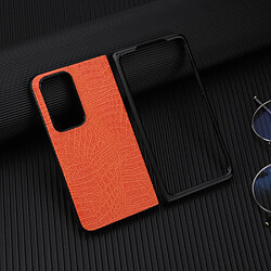 Coque en TPU + PU imperméable, texture croco orange pour votre Oppo Find N