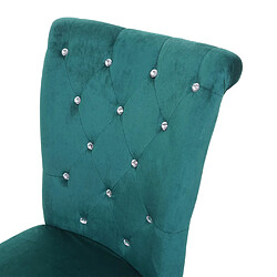 Avis Decoshop26 Chaise à manger cuisine en velours vert foncé avec décoration bouton cristal pieds bois clairs 04_0002214