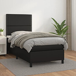 vidaXL Sommier à lattes de lit avec matelas Noir 90x190 cm Similicuir