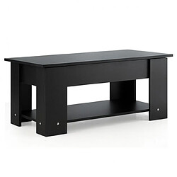 Helloshop26 Table basse avec plateau relavable et 1 etagère pour rangement style moderne 98 x 51 x 42 cm noir 20_0004951