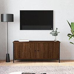 Maison Chic Meuble TV scandinave - Banc TV pour salon avec portes chêne marron 102x35x45 cm bois ingénierie -MN18758