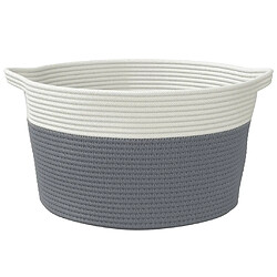 Avis vidaXL Panier de rangement gris et blanc Ø40x25 cm coton