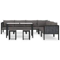 Avis Maison Chic Salon de jardin 9 pcs + coussins - Mobilier/Meubles de jardin - Table et chaises d'extérieur Résine tressée Anthracite -MN80537