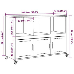 vidaXL Buffet vert olive 100,5x39x72 cm acier laminé à froid pas cher