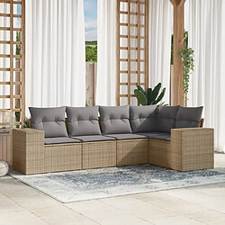 Maison Chic Salon de jardin avec coussins 5 pcs | Ensemble de Table et chaises | Mobilier d'Extérieur beige résine tressée -GKD85909