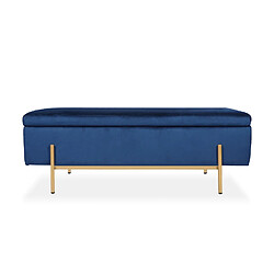 Banquette coffre Olivia Velours bleu foncé pieds or