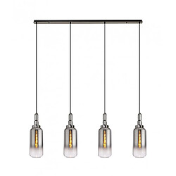 Luminaire Center Suspension 4 ampoules Chrome noir,fumé