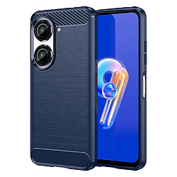 Htdmobiles Coque pour Asus Zenfone 9 5G - housse etui silicone gel carbone + film ecran - BLEU FONCE