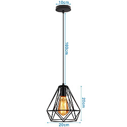 Stoex Métal Diamant 20CM Lustre Industriel Vintage Lampes Suspendues Rustique Plafonnier Moderne Pour Loft Café Salle À Manger Décoration Intérieure Noir pas cher