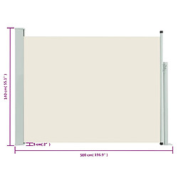 Avis vidaXL Auvent latéral rétractable de patio 140x500 cm Crème