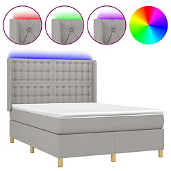 vidaXL Sommier à lattes de lit matelas LED Gris clair 140x200 cm Tissu