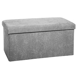 Pouf pliable coloris gris en velours - L. 76 x l. 38 x H. 38 cm -PEGANE-